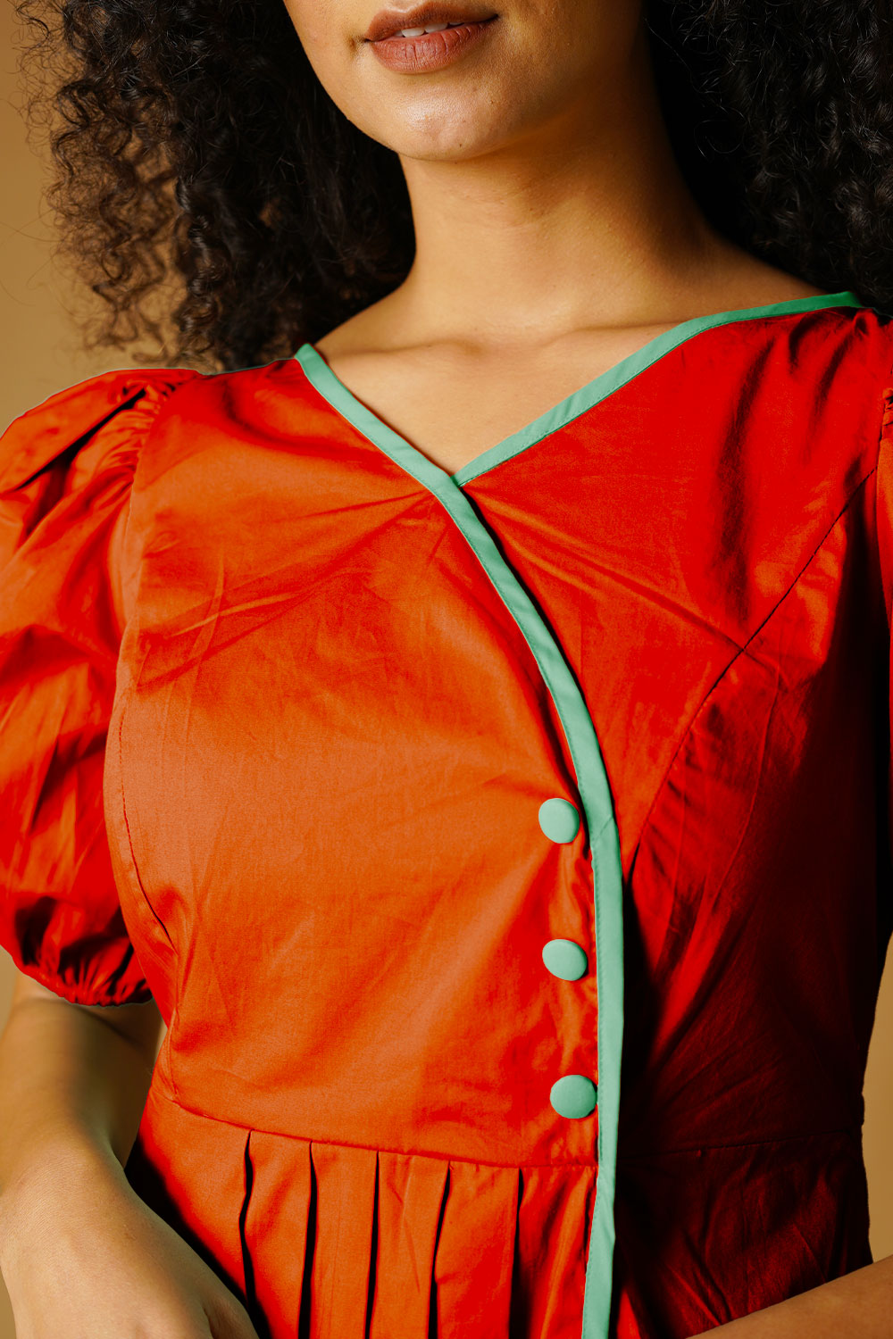 Orange Poplin Mini Dress