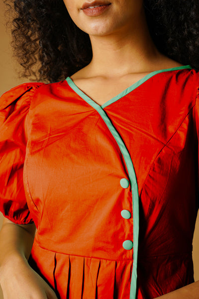 Orange Poplin Mini Dress