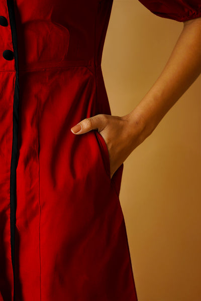 Rust Poplin Mini Dress