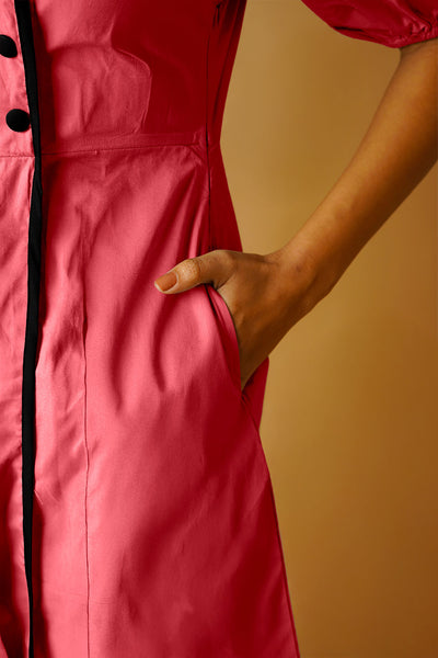 Pink Poplin Mini Dress