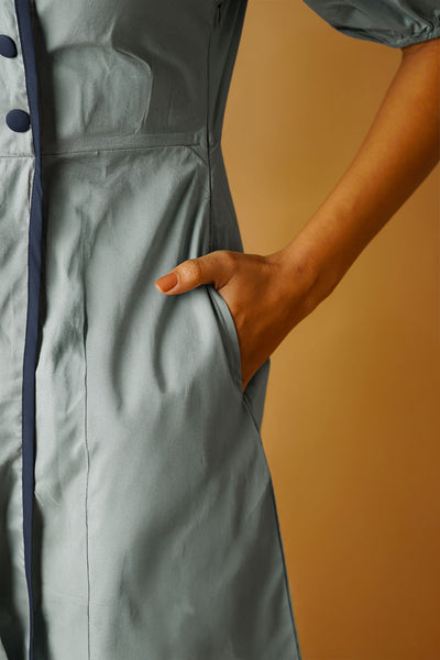 Grey Poplin Mini Dress