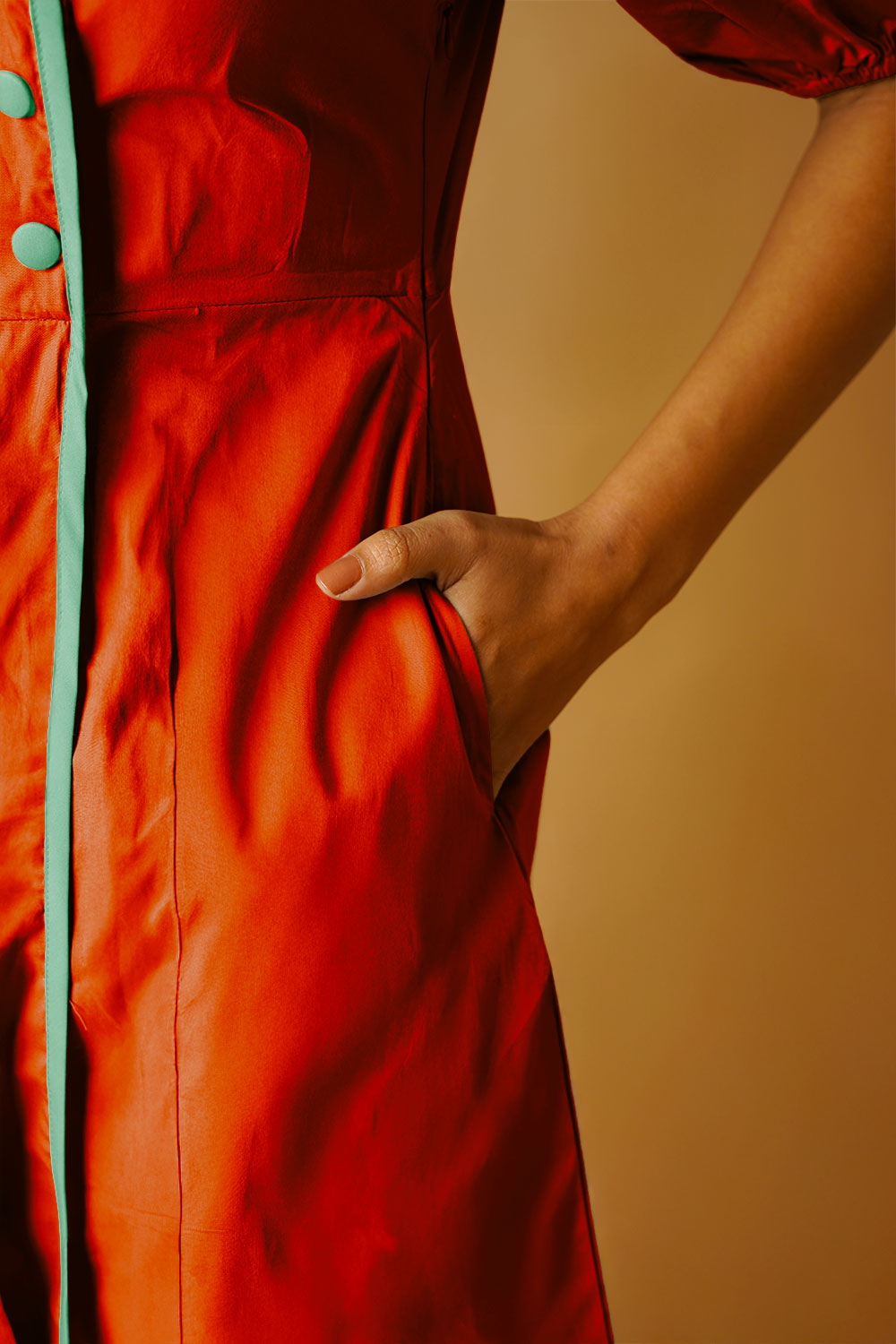 Orange Poplin Mini Dress