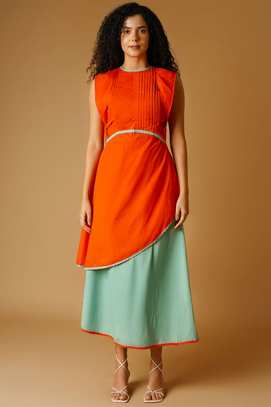 Poplin Orange Dress