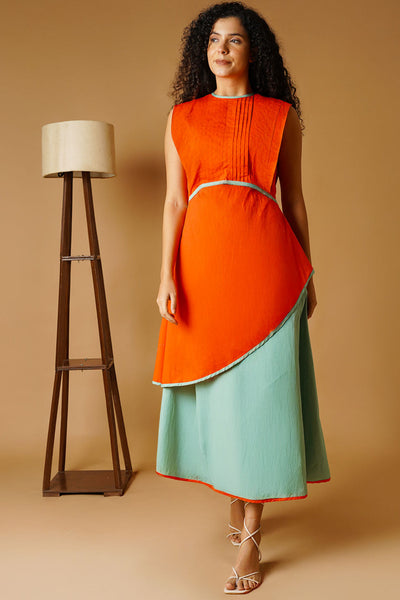 Poplin Orange Dress