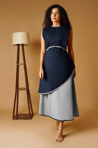 Poplin Navy Dress