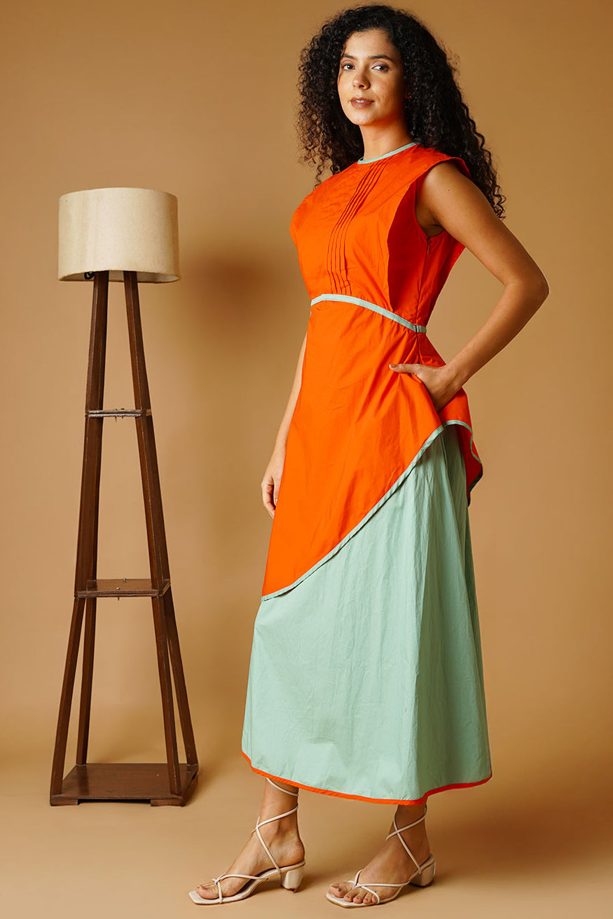 Poplin Orange Dress