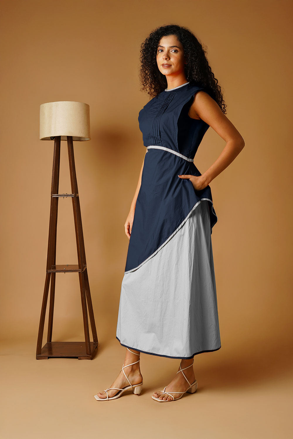 Poplin Navy Dress