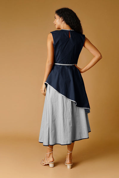 Poplin Navy Dress