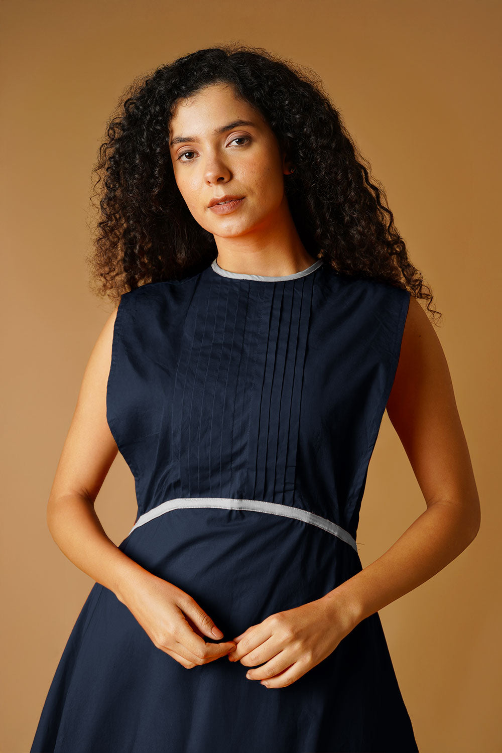 Poplin Navy Dress