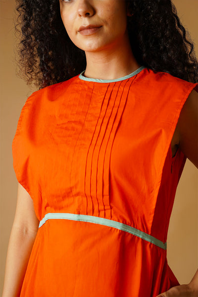 Poplin Orange Dress