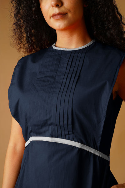 Poplin Navy Dress
