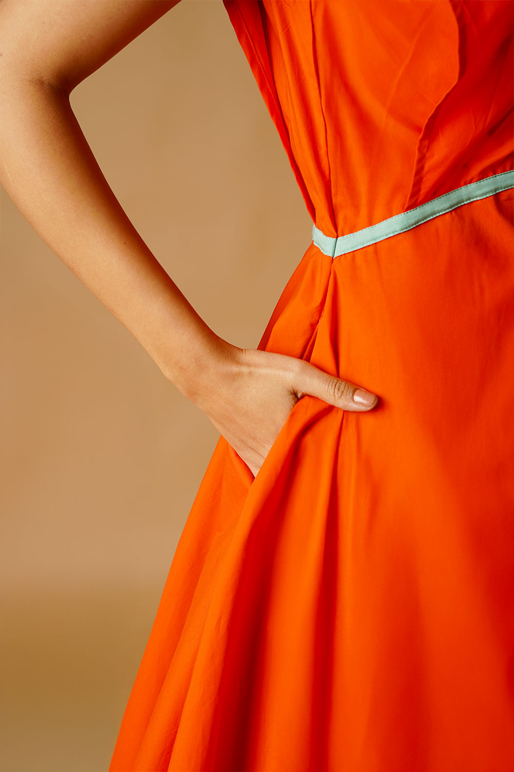 Poplin Orange Dress