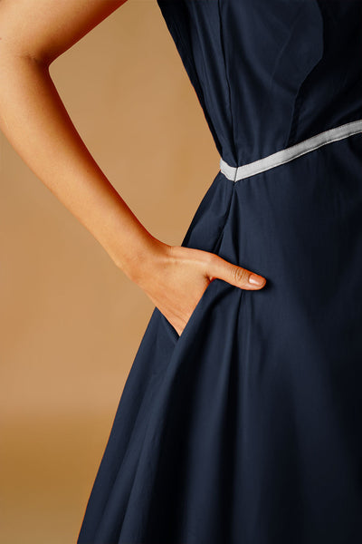 Poplin Navy Dress