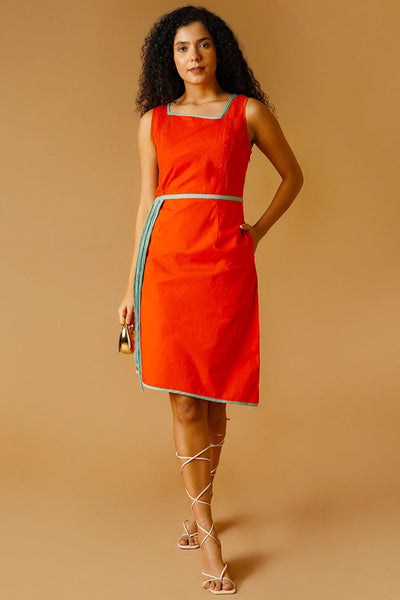 Orange Poplin Dress