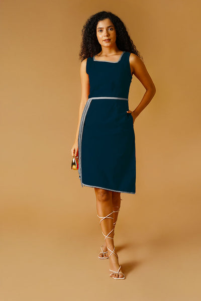 Navy Poplin Dress