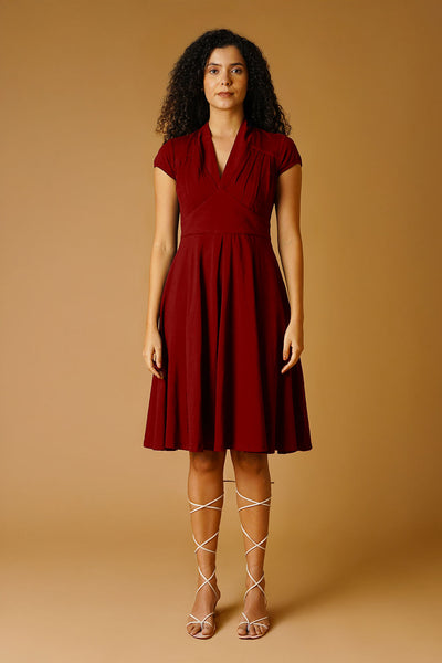 Maroon Jersey Blue Midi Dress