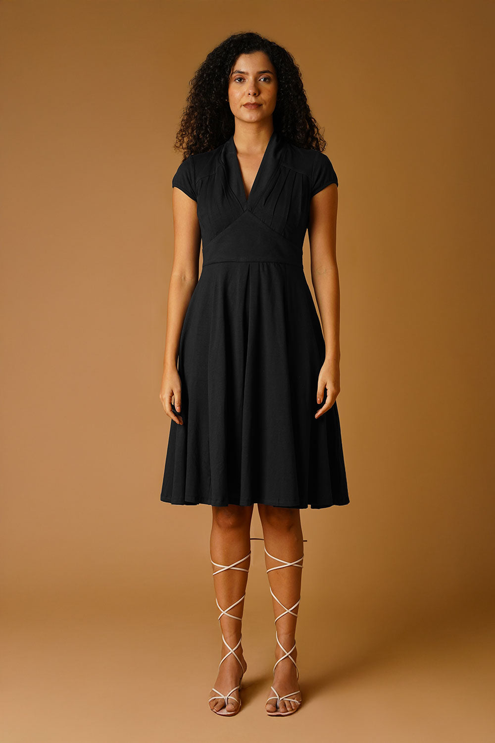 Black Jersey Blue Midi Dress