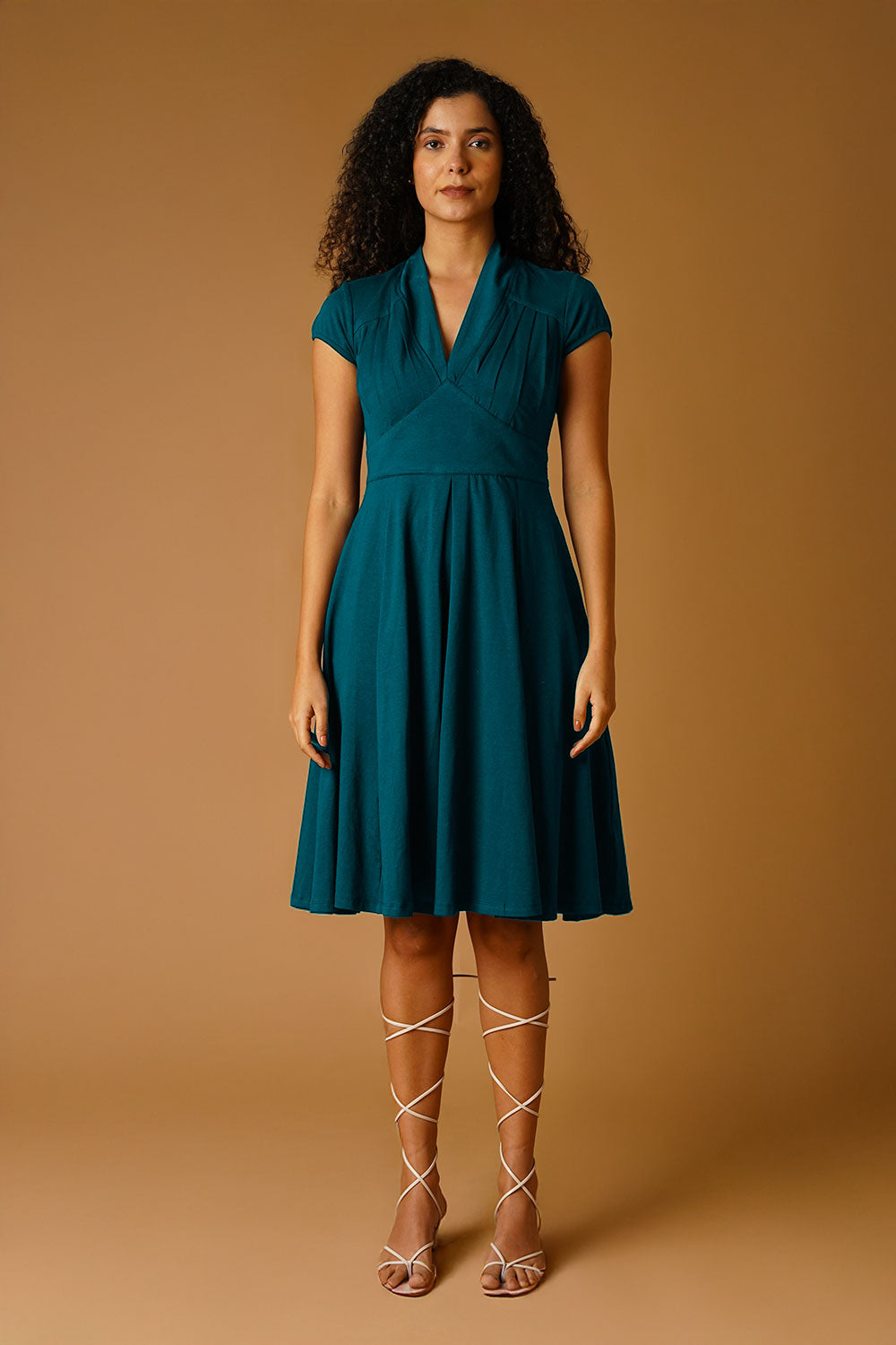 Teal Jersey Blue Midi Dress