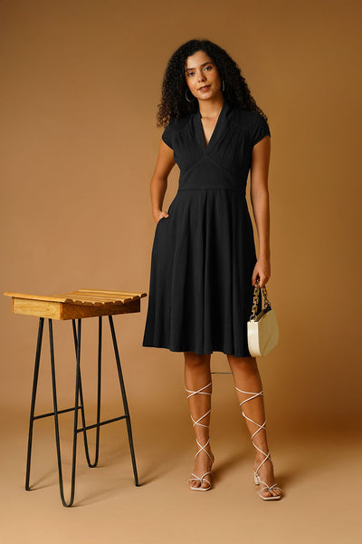 Black Jersey Blue Midi Dress