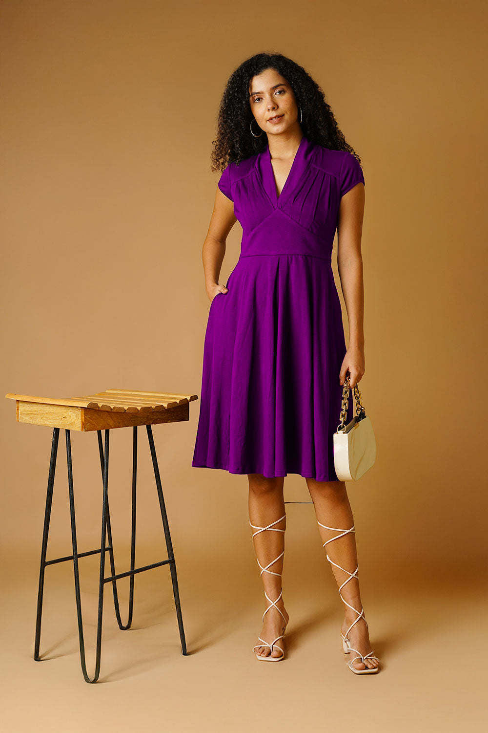Purple Jersey Blue Midi Dress