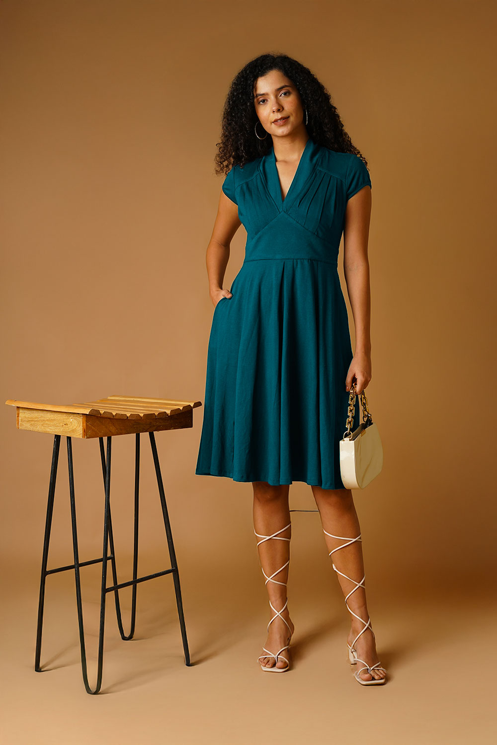 Teal Jersey Blue Midi Dress