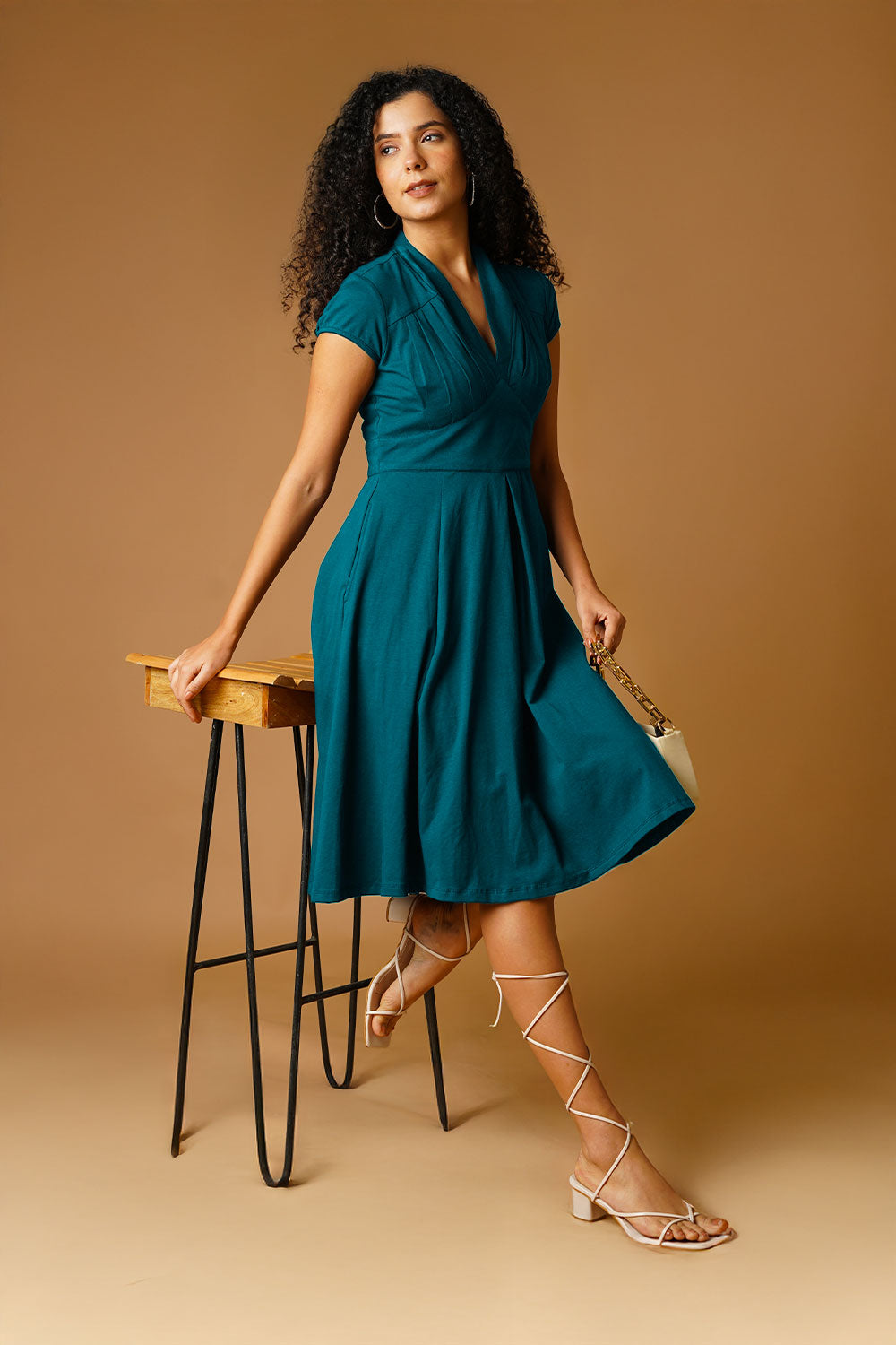 Teal Jersey Blue Midi Dress