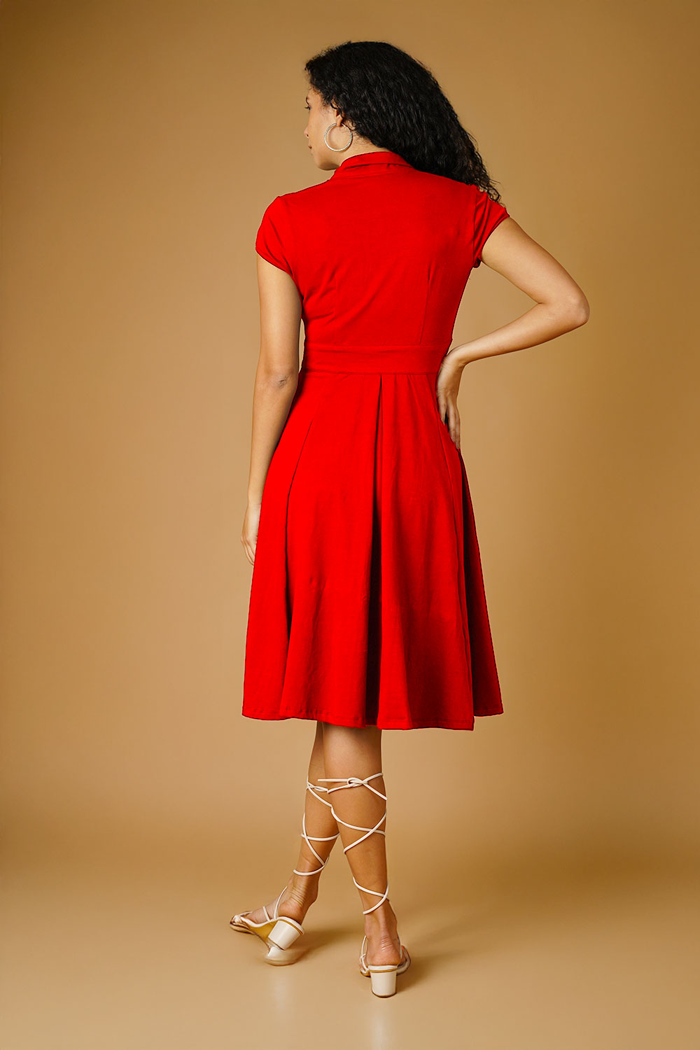 Red Jersey Blue Midi Dress