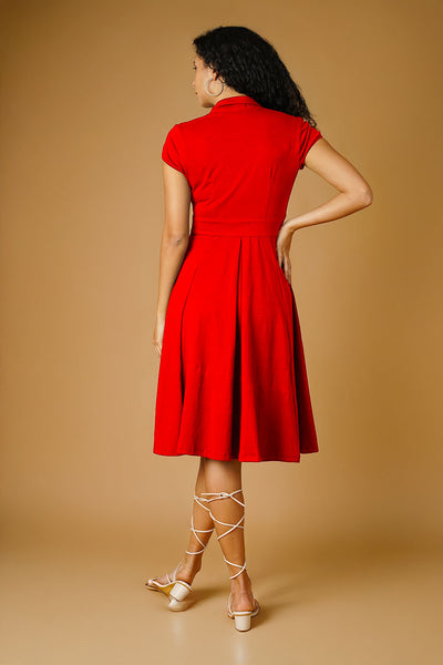 Red Jersey Blue Midi Dress