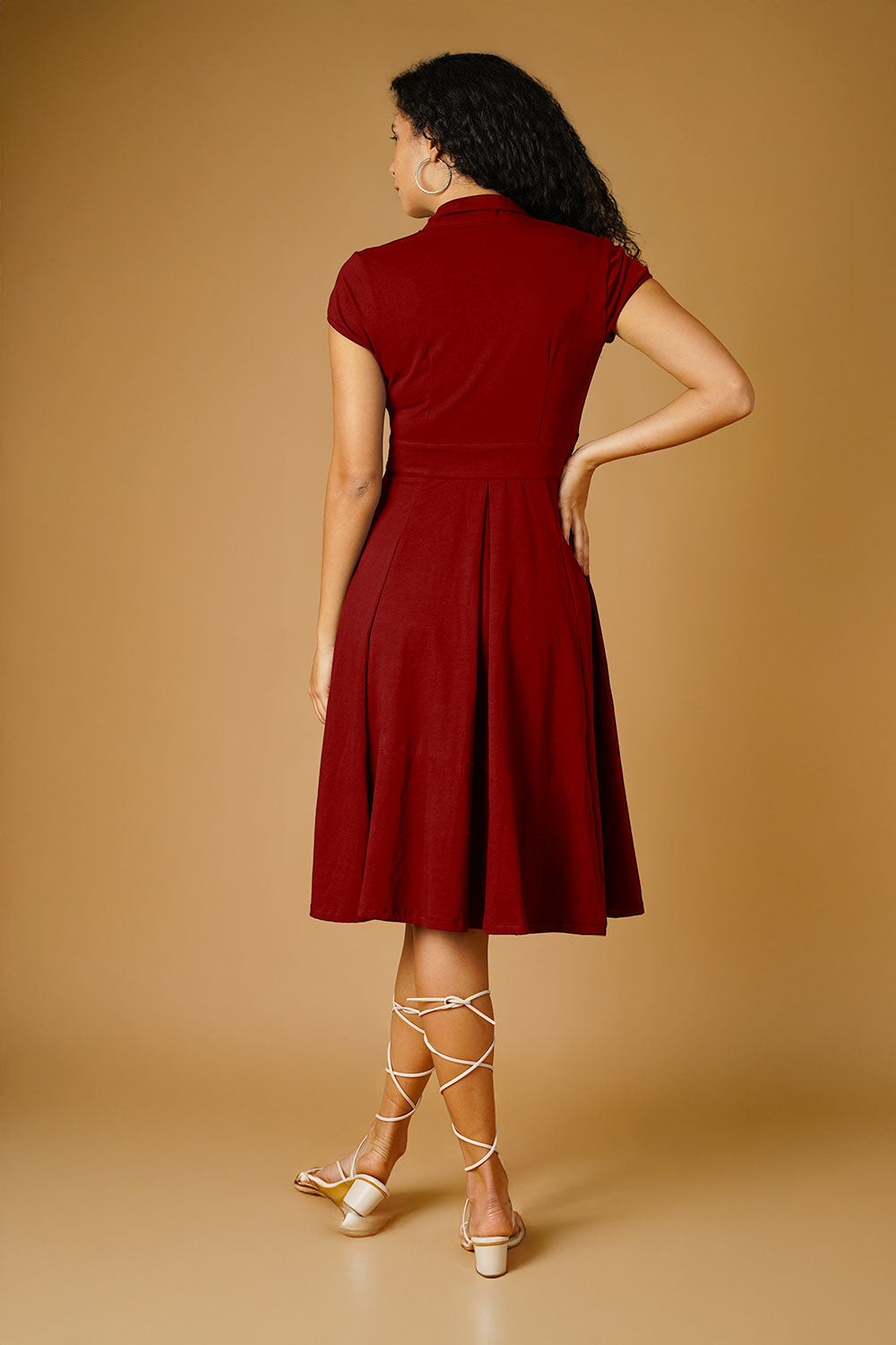Maroon Jersey Blue Midi Dress