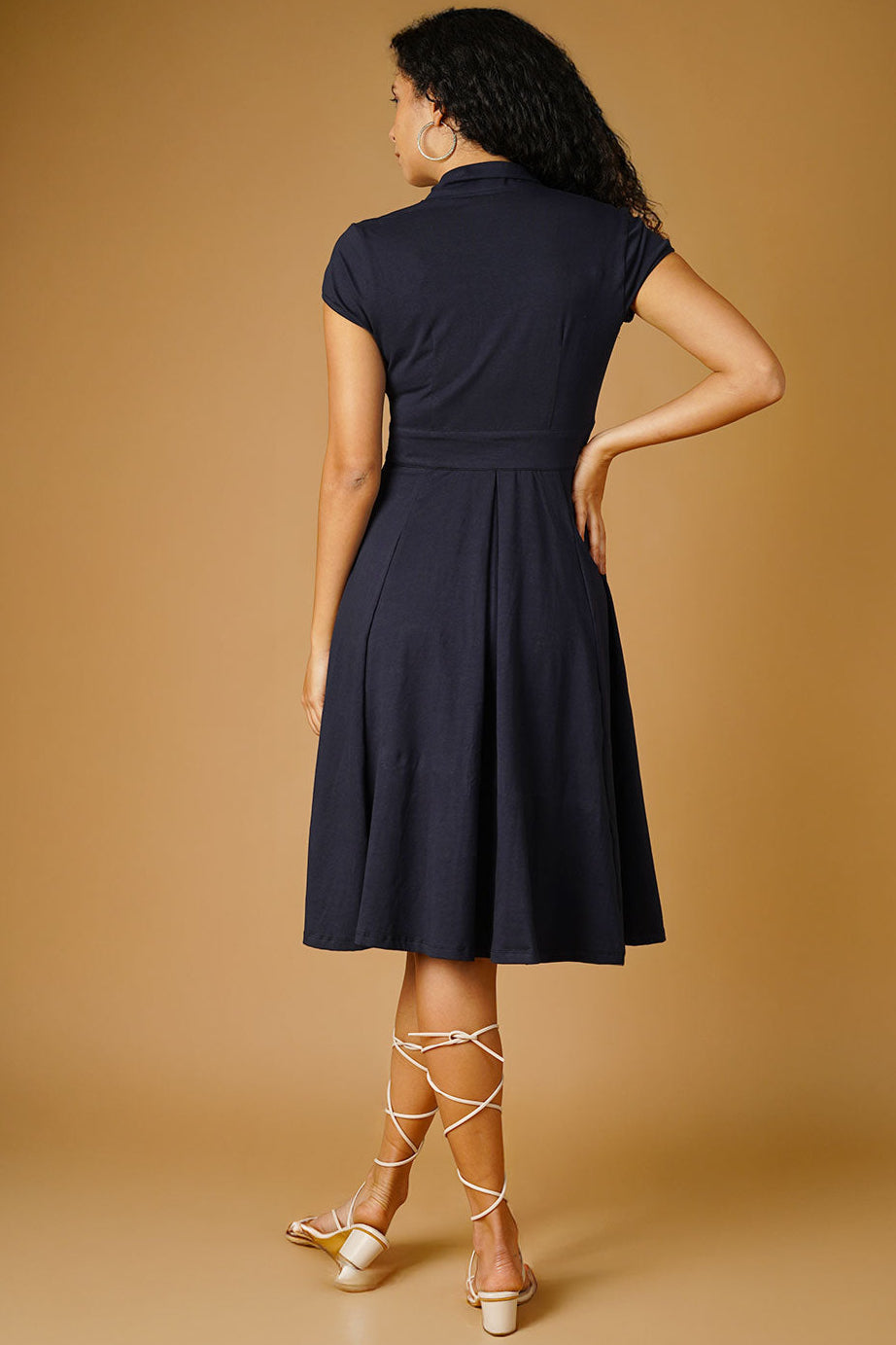 Navy Jersey Blue Midi Dress