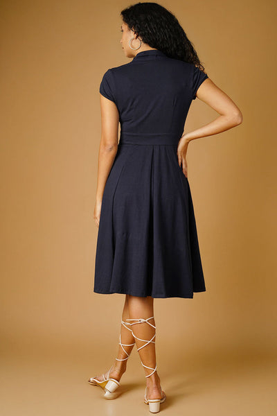 Navy Jersey Blue Midi Dress