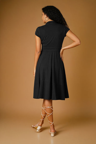Black Jersey Blue Midi Dress