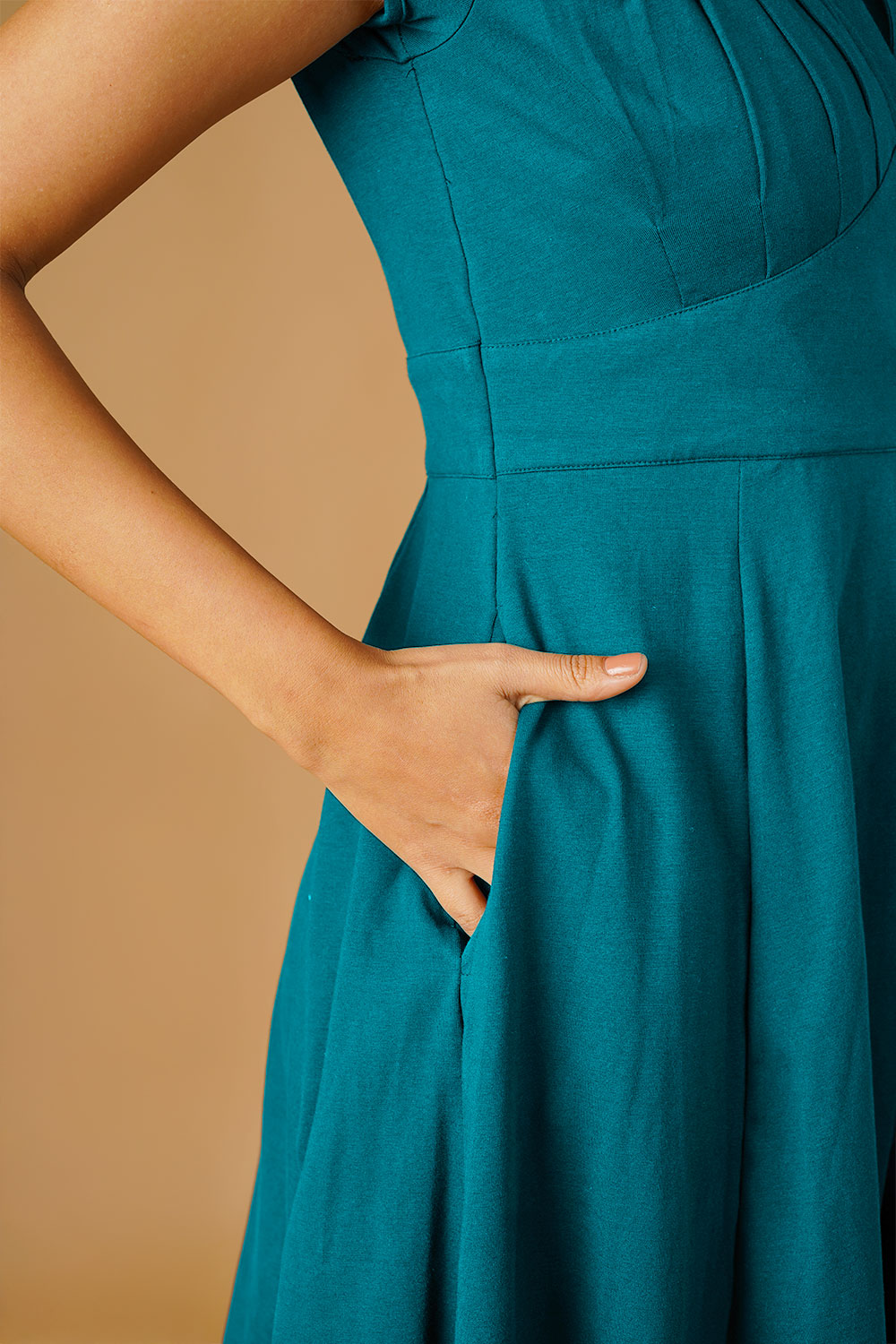 Teal Jersey Blue Midi Dress