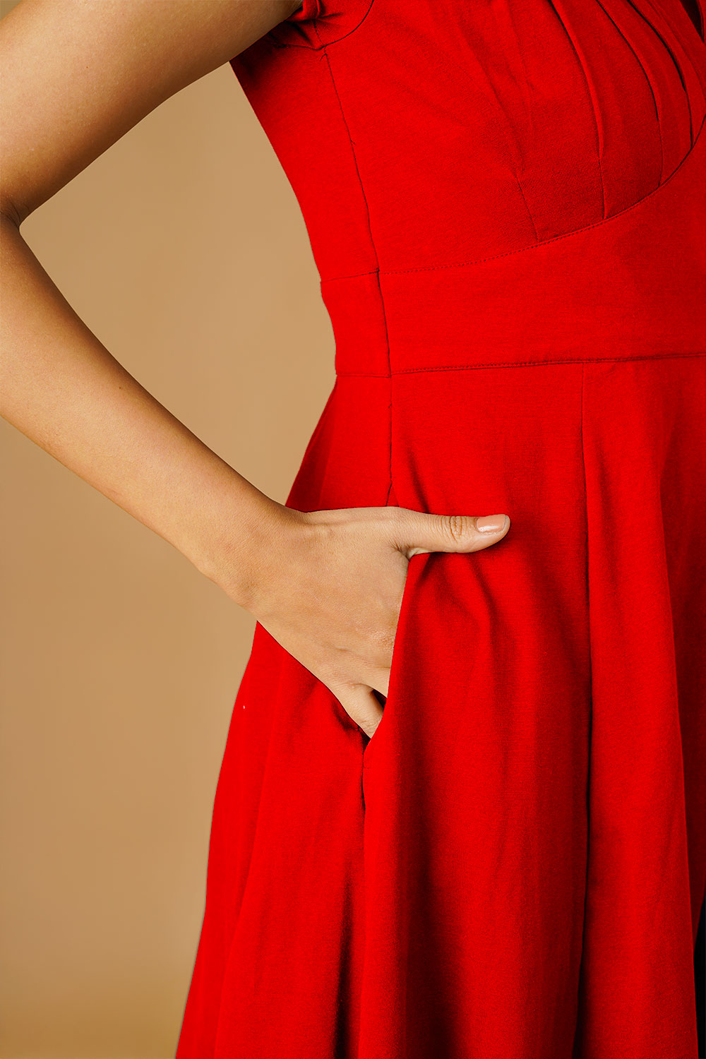 Red Jersey Blue Midi Dress