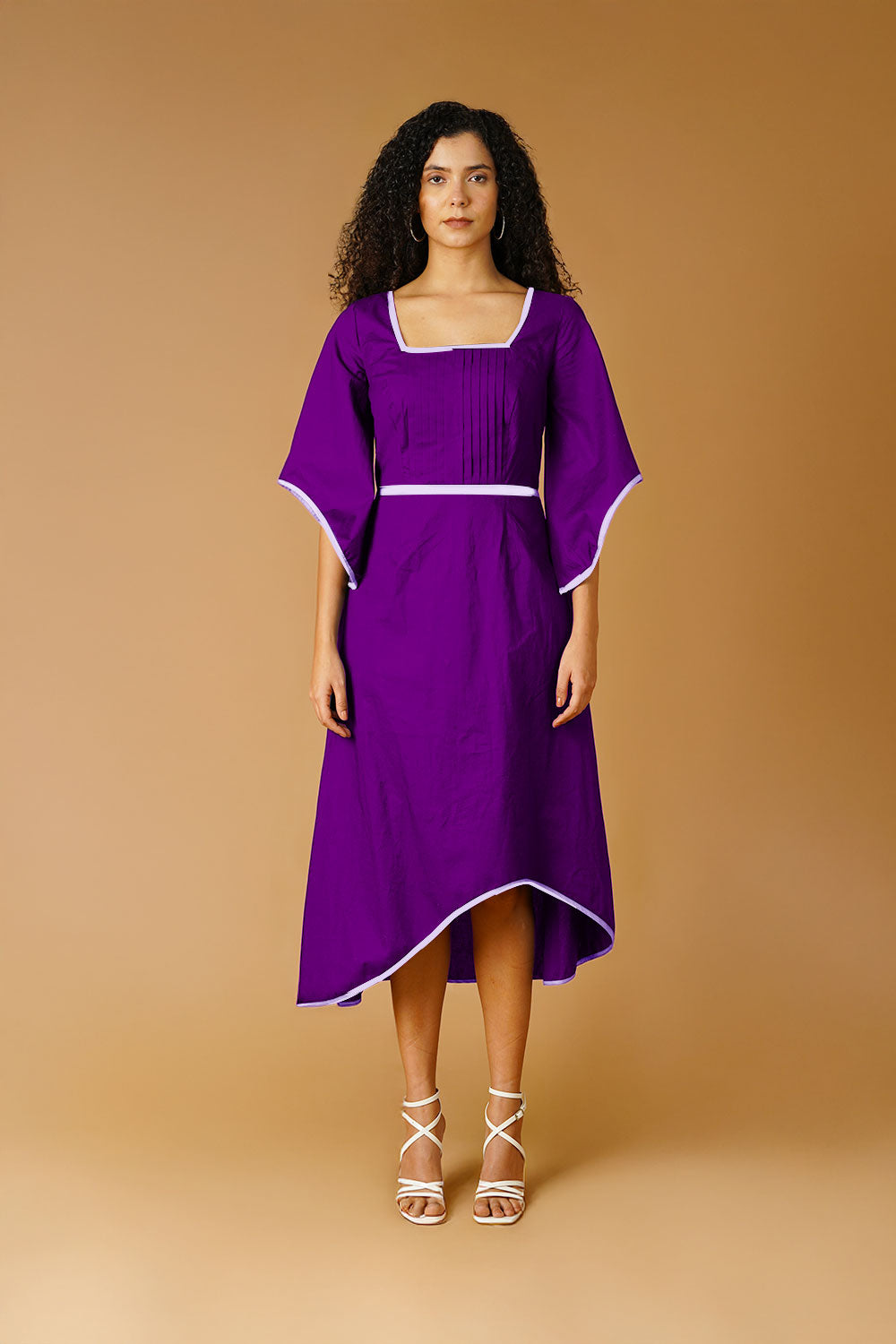 Purple Poplin Midi Dress