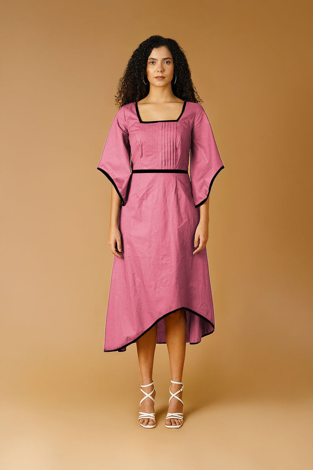 Pink Poplin Midi  Dress
