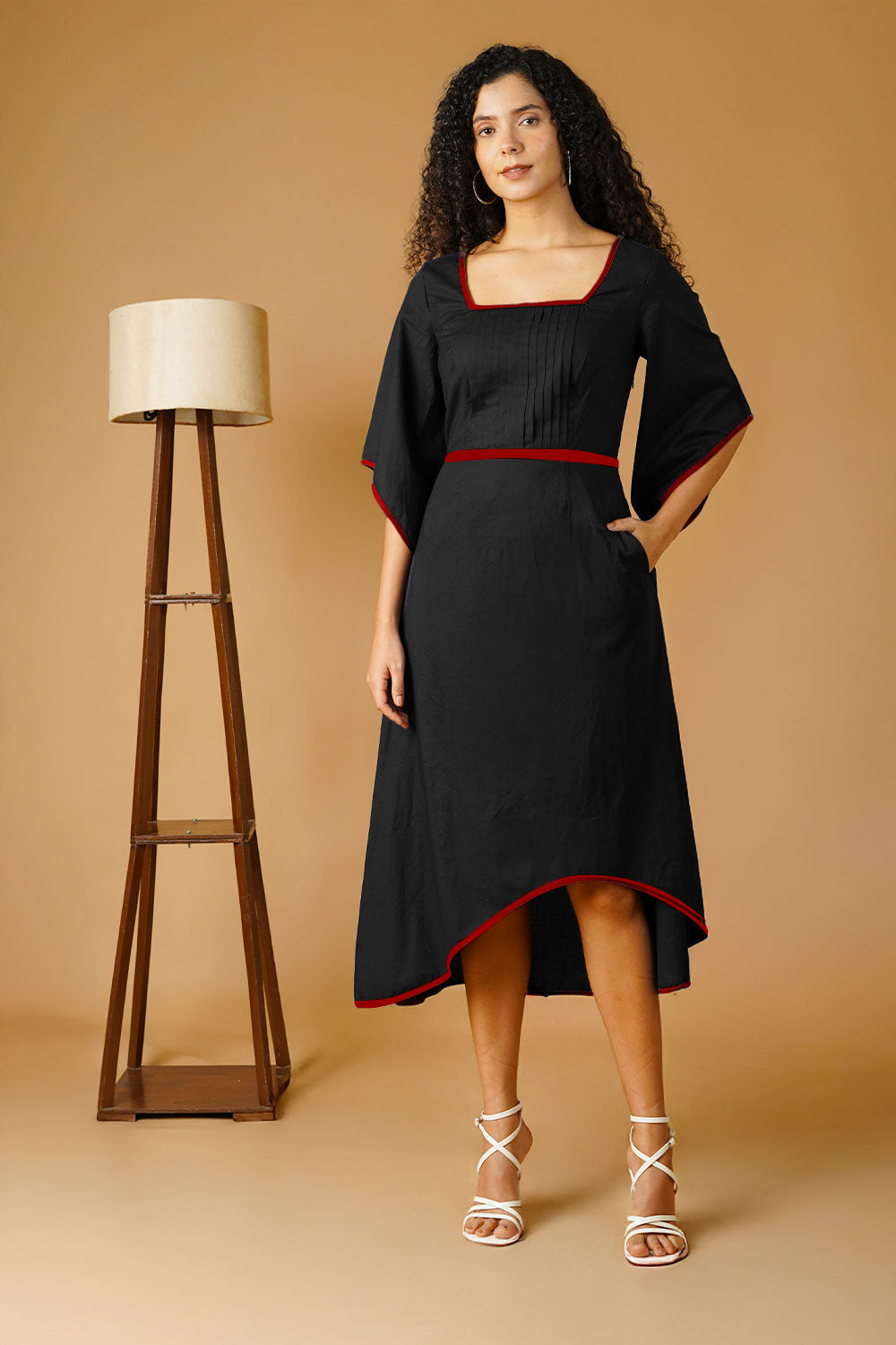 Black Poplin Midi Dress