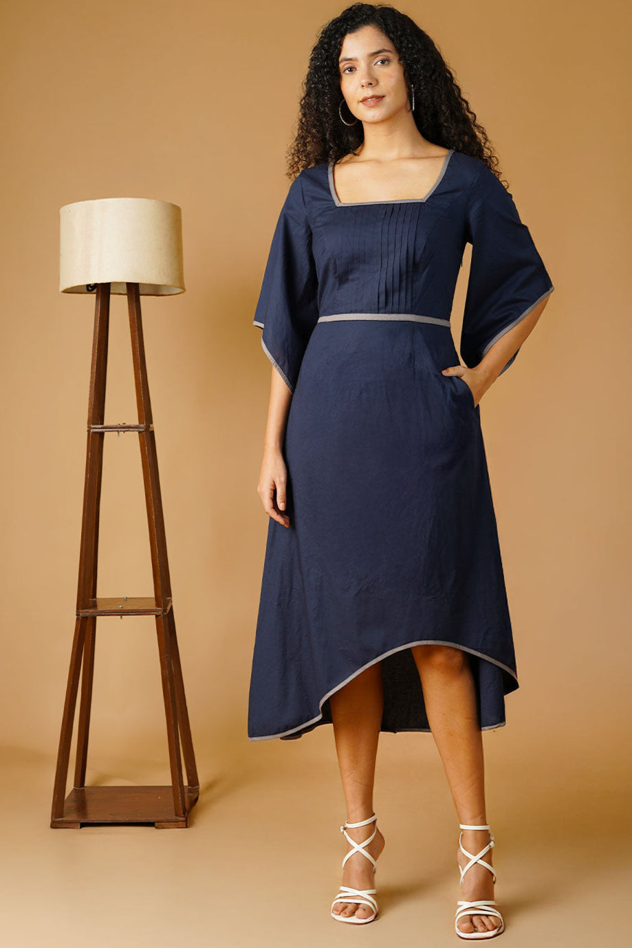 Poplin Navy Blue Dress
