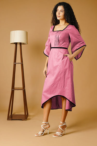 Pink Poplin Midi  Dress