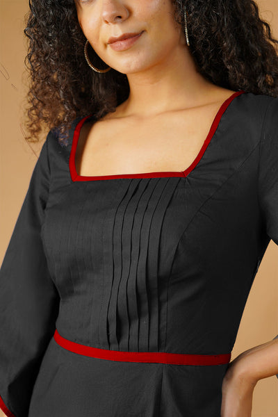 Black Poplin Midi Dress