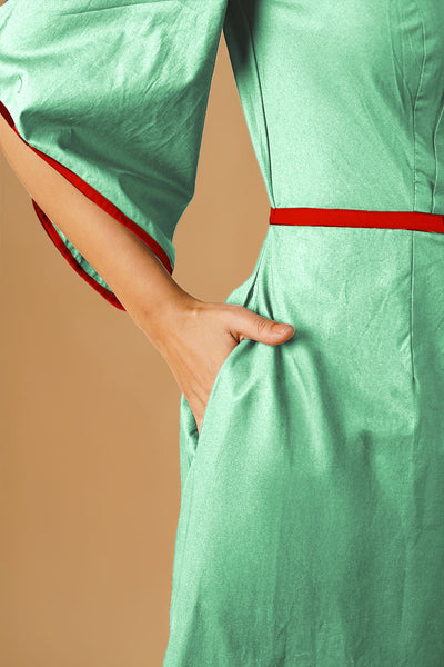 Green Poplin Midi  Dress