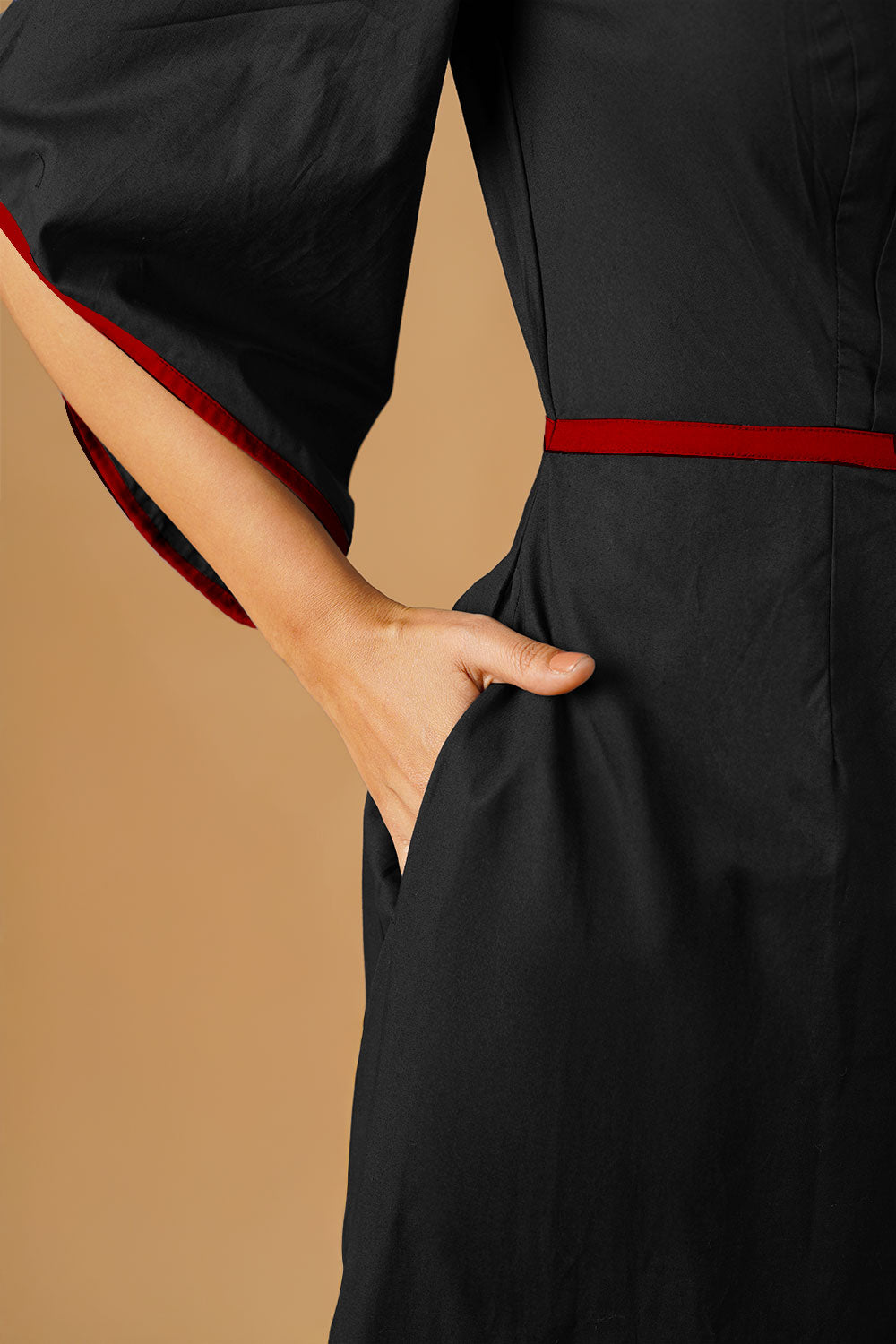 Black Poplin Midi Dress