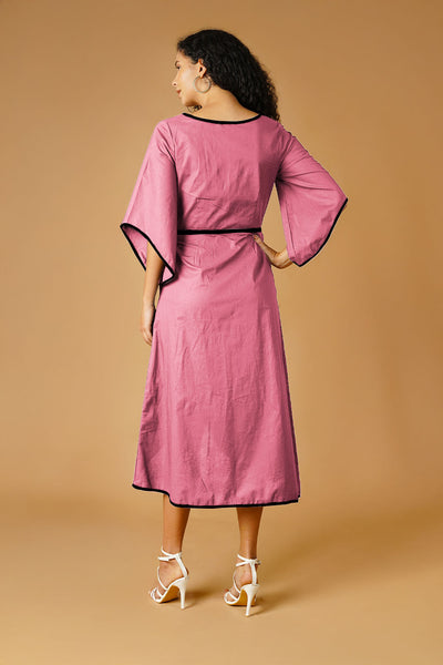 Pink Poplin Midi  Dress