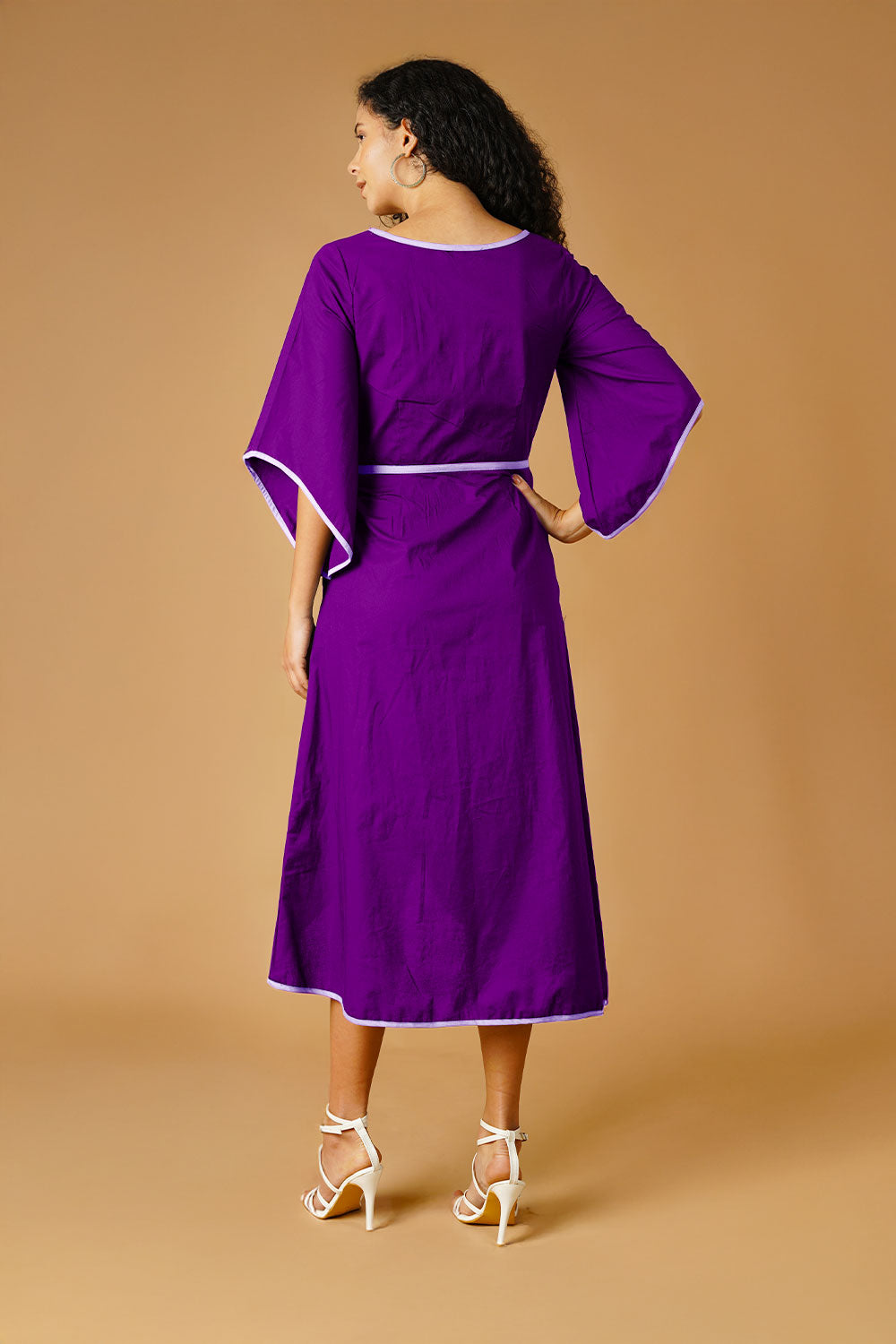Purple Poplin Midi Dress