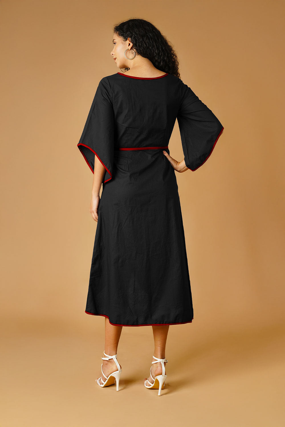Black Poplin Midi Dress