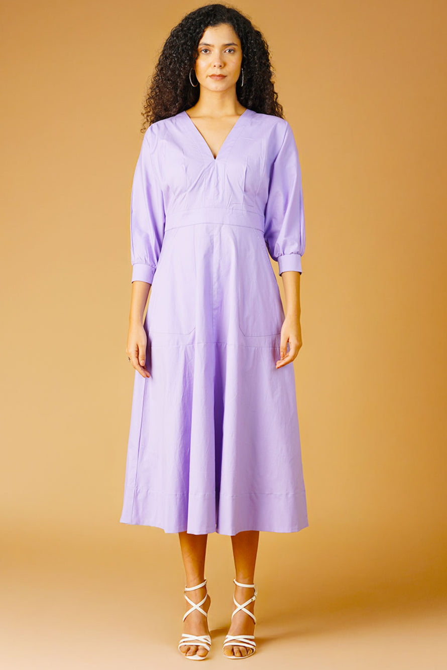 Poplin Lavender Midi Dress