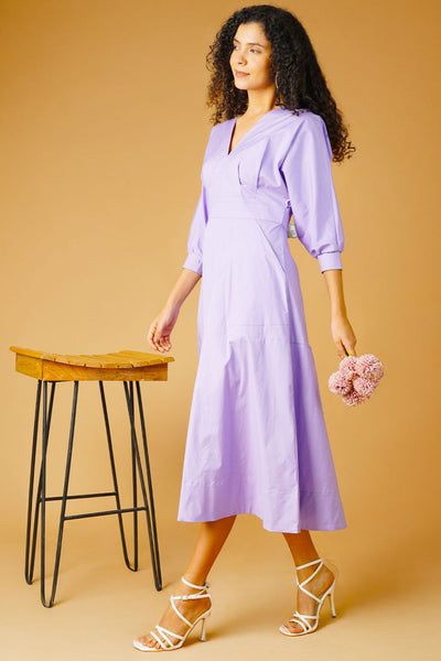 Poplin Lavender Midi Dress