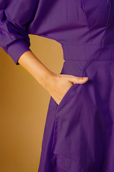 Poplin Purple Midi Dress