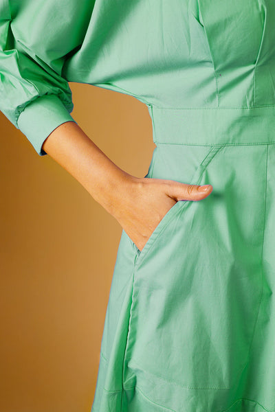 Poplin Green Midi Dress