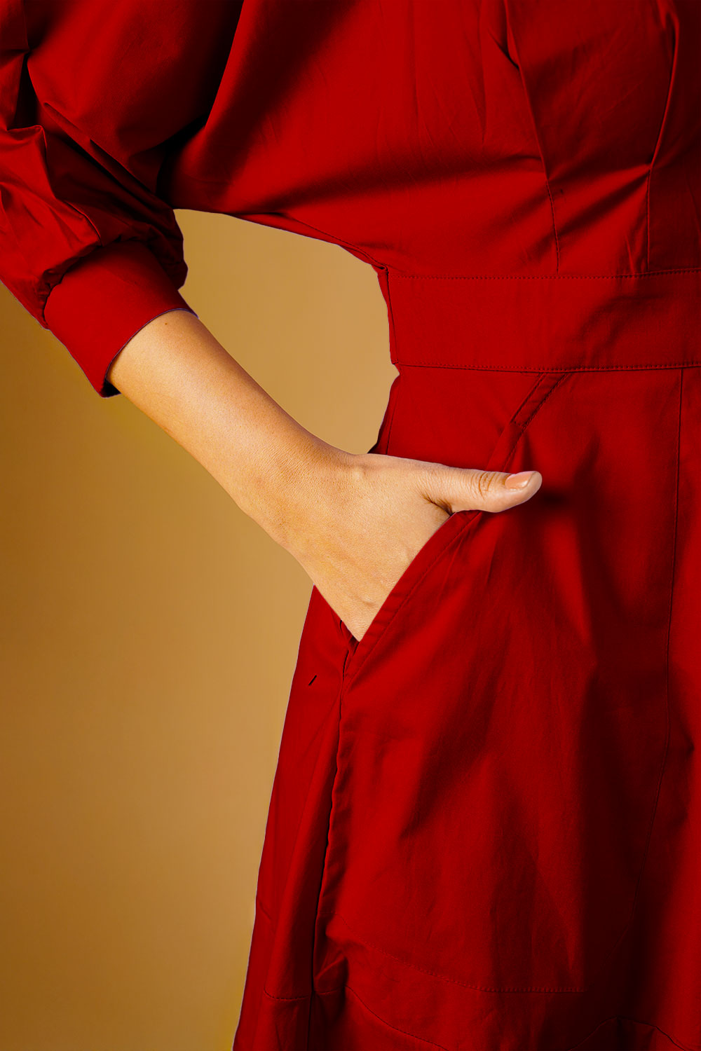 Poplin Rust Midi Dress